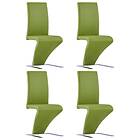 vidaXL Dining Chairs with Zigzag Shape 4 pcs Green Faux Leather