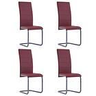 vidaXL Cantilever Dining Chairs 4 pcs Red Faux Leather