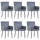 vidaXL Dining Chairs with Armrests 6 pcs Grey Faux Suede Leather