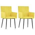 vidaXL Dining Chairs with Armrests 2 pcs Yellow Fabric