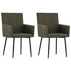 vidaXL Dining Chairs with Armrests 2 pcs Brown Fabric