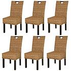 vidaXL Dining Chair 6 pcs Kubu Rattan Mango Wood