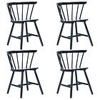 vidaXL Dining Chairs 4 pcs Black Solid Rubber Wood