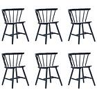 vidaXL Dining Chairs 6 pcs Black Solid Rubber Wood