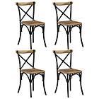 vidaXL Cross Chairs 4 pcs Black Solid Mango Wood