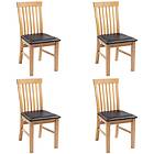 vidaXL Dining Chairs 4 pcs Solid Oak Wood and Faux Leather