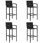 vidaXL Bar Stools 4 pcs Black Poly Rattan