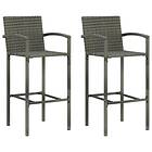 vidaXL Bar Stools 2 pcs Grey Poly Rattan