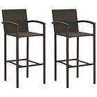 vidaXL Bar Stools 2 pcs Brown Poly Rattan