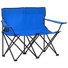 vidaXL 2-Seater Foldable Camping Chair Steel and Fabric Blue