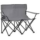 vidaXL 2-Seater Foldable Camping Chair Steel and Fabric Grey