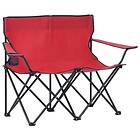 vidaXL 2-Seater Foldable Camping Chair Steel and Fabric Red