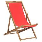 vidaXL Folding Beach Chair Solid Teak Wood Red