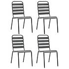 vidaXL Outdoor Chairs 4 pcs Slatted Design Steel Dark Grey