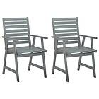 vidaXL Outdoor Dining Chairs 2 pcs Grey Solid Acacia Wood