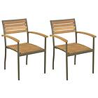 vidaXL Stackable Outdoor Chairs 2 pcs Solid Acacia Wood and Steel