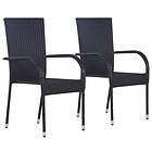 vidaXL Stackable Outdoor Chairs 2 pcs Poly Rattan Black