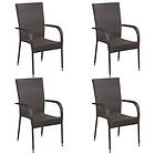 vidaXL Stackable Outdoor Chairs 4 pcs Poly Rattan Brown