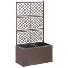 vidaXL Trellis Raised Bed with 2 Pots 58x30x107 cm Poly Rattan Brown