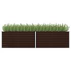 vidaXL Garden Raised Bed Brown 320x80x77 cm Galvanised Steel