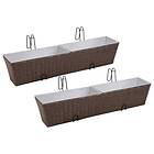 vidaXL Balcony Trapezoid Rattan Planter Set 80 cm 2 pcs Brown