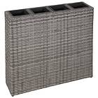 vidaXL Garden Raised Bed with 4 Pots Poly Rattan Grey