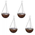 vidaXL Hanging Round Willow Basket 4 pcs with Liner & Chain