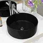 vidaXL Basin Ceramic Round Black 40x15 cm