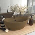 vidaXL Luxury Basin Overflow Oval Matt Cream 58.5x39 cm Ceramic