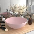 vidaXL Bathroom Sink Ceramic Matt Pink Round