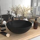 vidaXL Bathroom Sink Ceramic Matt Black Round