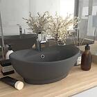 vidaXL Luxury Basin Overflow Oval Matt Dark Grey 58.5x39 cm Ceramic