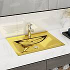 vidaXL Wash Basin with Overflow 60x46x16 cm Ceramic Gold