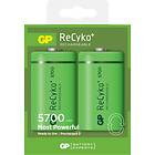 GP Batteries ReCyko+ D-batterier 5700 mAh (LR20) 2-pack