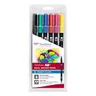 Tombow ABT Dual Brush Primary Colors Penselpennor 6-pack