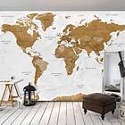 Arkiio Fototapet Självhäftande World Map White Oceans 343x245