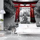 Arkiio Fototapet Självhäftande Buddha Smile Red fototapet (Red) 245x