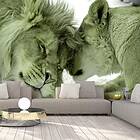 Arkiio Fototapet Lion Tenderness (Green) Självhäftande 147x105