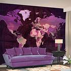 Arkiio Fototapet Självhäftande Purple World Map fototapet 98x70