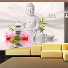 Arkiio Fototapet Självhäftande Buddha And Two Orchids fototapet and
