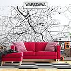 Arkiio Fototapet Självhäftande Warsaw Map fototapet 245x175