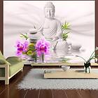 Arkiio Fototapet Självhäftande Buddha And Pink Orchids fototapet and