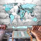 Arkiio Fototapet Självhäftande World Map Blue Continents fototapet M