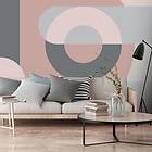 Arkiio Fototapet Självhäftande Geometric Wreath Pink fototapet (Pink