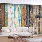 Arkiio Fototapet Självhäftande Wooden Rainbow fototapet 343x245