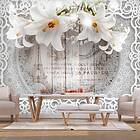 Arkiio Fototapet Lilies And Wooden Background and 200x140