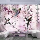 Arkiio Fototapet Självhäftande Flying Hummingbirds Pink fototapet (P