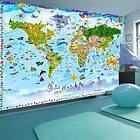 Arkiio Fototapet Självhäftande World Map For Kids fototapet for 147x