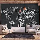 Arkiio Fototapet Självhäftande Retro Continents Black fototapet (Bla