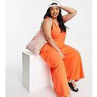 Asos Asos Curve Design Orange Jumpsuit Med Smock Och Knytband På Axlarna